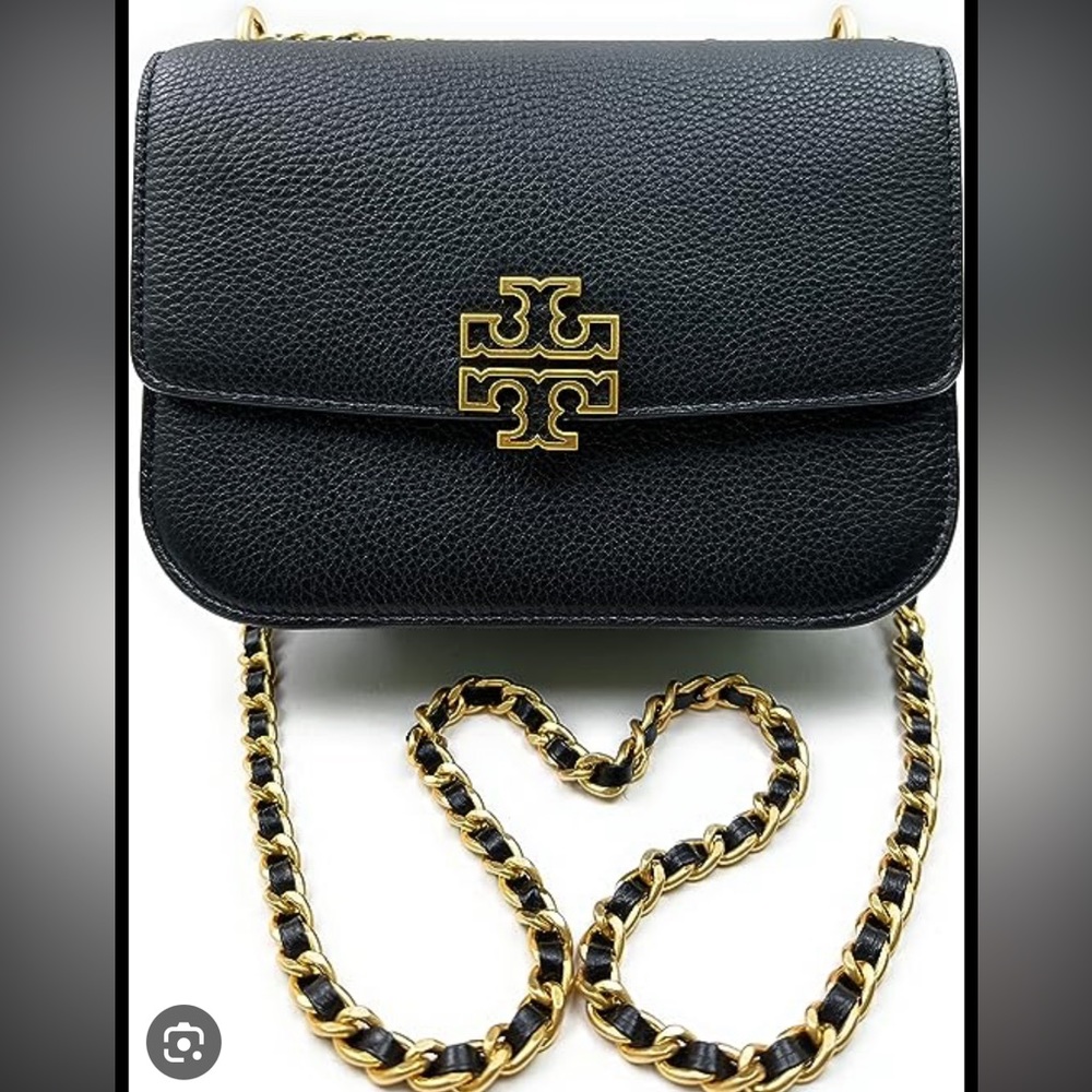 Tory Burch Britten Adjustable shoulder bag Black gold chain
